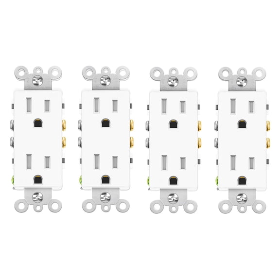 Greencycle 15 Amp Outlet - 110V Plug Replacement 4 Pack, Ultra-Slim Square Outlet Wall Plug, Tamper Resistant Electrical Outlet Plugs, Heavy Duty Self-Grounding for Residential/Commercial, UL Listed
