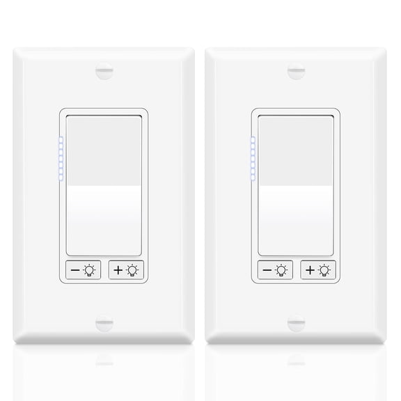 Greencycle 2 Pack Dimmer Switch, No Neutral Wire Required, Single Pole/3-Way, Compatible with Dimmable LED/CFL/Incandescent, UL Listed, White with Wall Plate