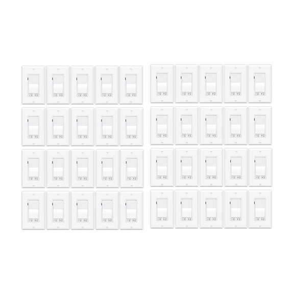 Greencycle 40 Pack Dimmer Switch, No Neutral Wire Required, Single Pole/3-Way, Compatible with Dimmable LED/CFL/Incandescent, UL Listed, White with Wall Plate