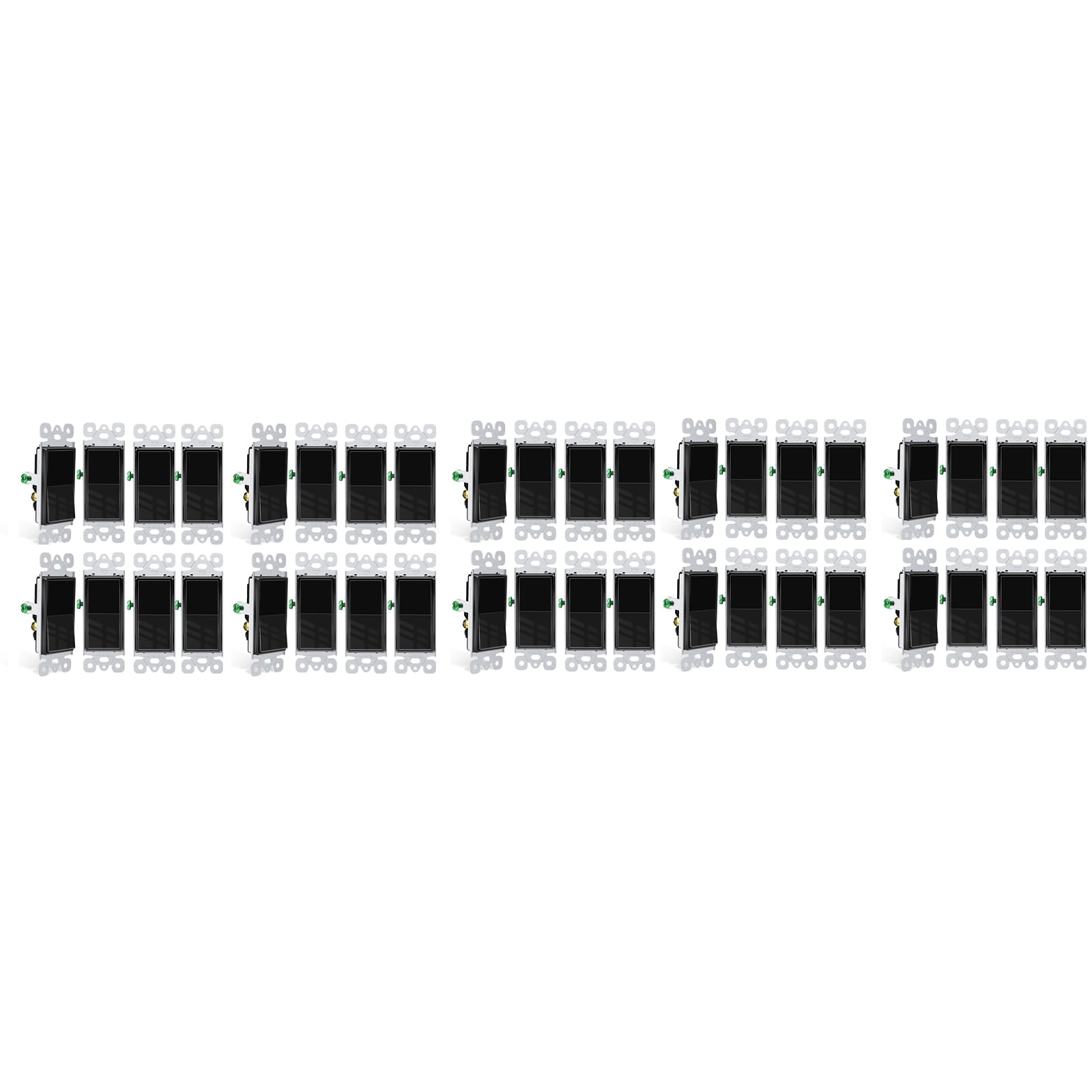 Greencycle Black 3 Way Light Switch, 40PK Three Way & Single Pole Switches, 15A 120-277V Black Rocker Paddle Wall Switch, On Off Switches for Residential & Commercial, Self-Grounding UL Listed