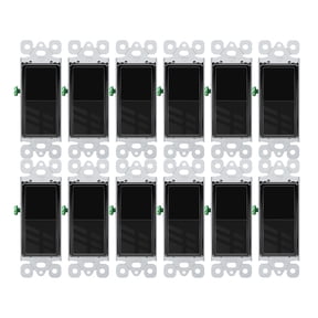 Greencycle Black Single Pole Switch,12Pack Gloss Black Light Switch Paddle, 15 Amp 120V-277V AC Single Pole Black Light Switch, Residential/Commercial On/Off Wall Switch, UL Listed