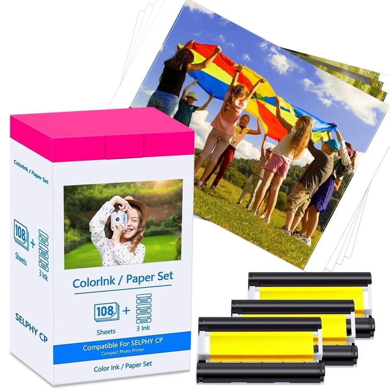 GreenCycle Canon Selphy Ink and Paper Set, 108 Sheets, 3