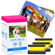 Greencycle Compatible for Canon Selphy CP1500 Ink and Paper Set KP-108IN 3 Color Ink Cartridges and 108 Sheets 4x6 Photo Paper