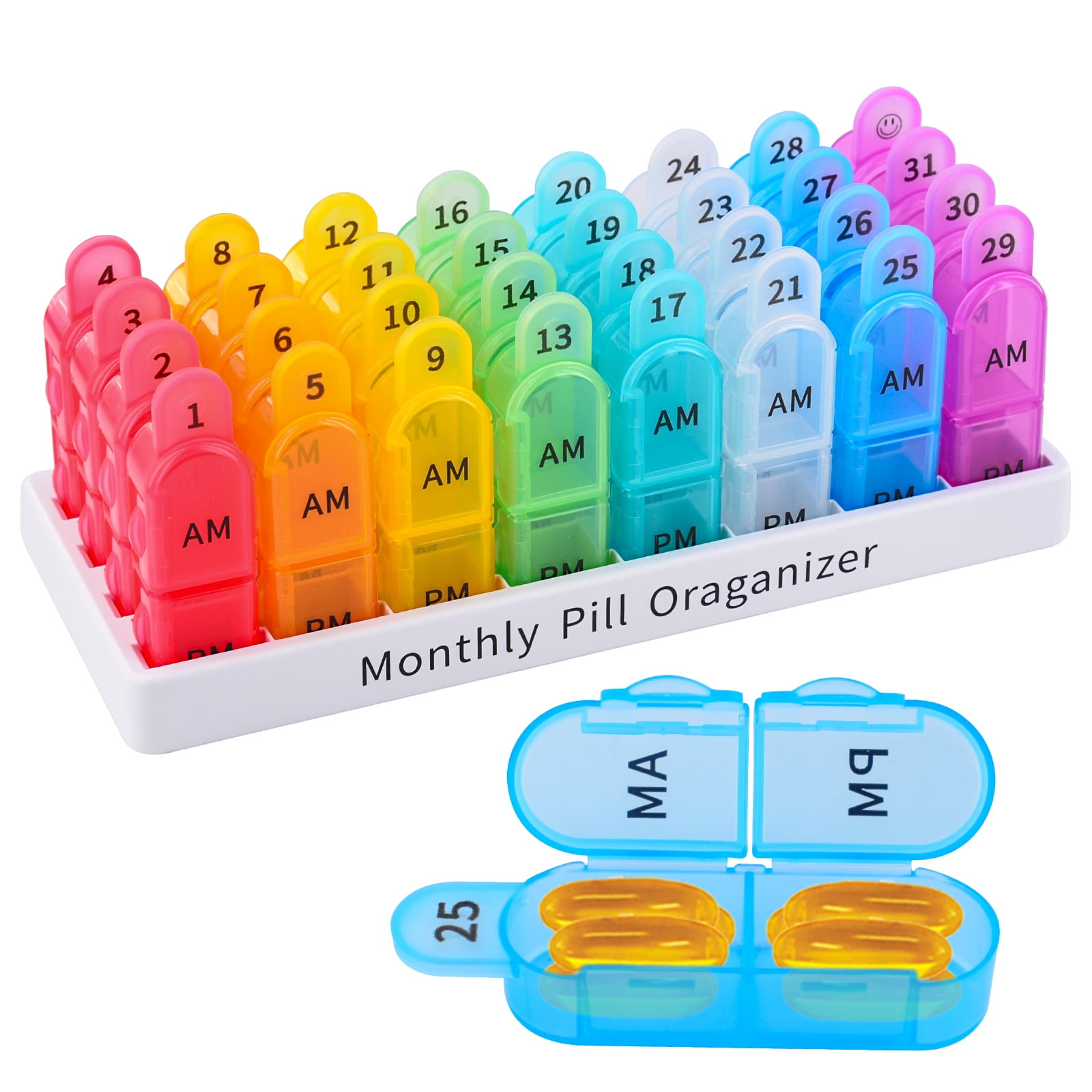 Greencycle Pretty Weekly Pill Organizer, 7 Day Sliding Design Pill Cases  Cute Pill Box Moisture-Proof Medicine Organizer to Hold Vitamins Fish Oil