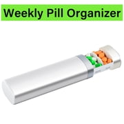 Greencycle Pretty Weekly Pill Organizer, 7 Day Sliding Design Pill Cases Cute Pill Box Moisture-Proof Medicine Organizer to Hold Vitamins Fish Oil Compartments Supplements White