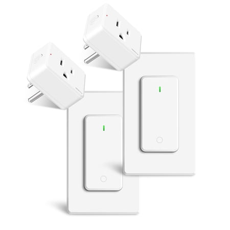 Greencycle Remote Control Outlet Plug,Outlet Plug with Remote,Wireless On/Off Light Switch Wall Mounted,15A/1500W,TUV Listed,No Wiring,500ft RF Range,for Lamps,Fans,Household Appliances,2Remote 2Plug