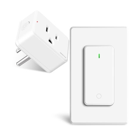 Greencycle Remote Control Outlet Plug,Outlet Plug with Remote,Wireless On/Off Light Switch Wall Mounted,15A/1500W,TUV Listed,No Wiring Needed,500ft RF Range,for Lamps,Fans,Household Appliances