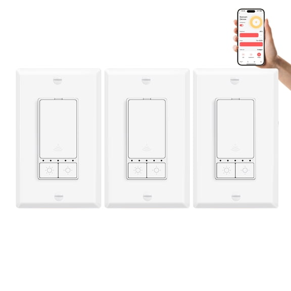 Greencycle Smart WiFi Dimmer Switch, Single Pole 3 Pack), Needs Neutral Wire,2.4GHz WiFi Light Switch, No Hub Required,Work with Alexa and Google Home,for Dimmable 150W LED CFL,600W Incandescent, ETL