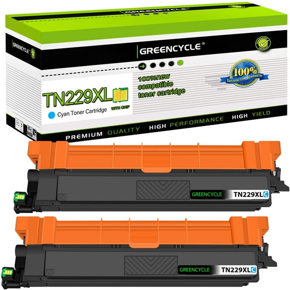 Greencycle TN229XL TN229C Cyan Toner Cartridge Compatible for Brother TN229-XL TN229 TN229C use for MFC-L3780CDW MFC-L3720CDW HL-L3220CDW HL-L3280CDW HL- L3300CDW Printer (2 Pack,High yield)
