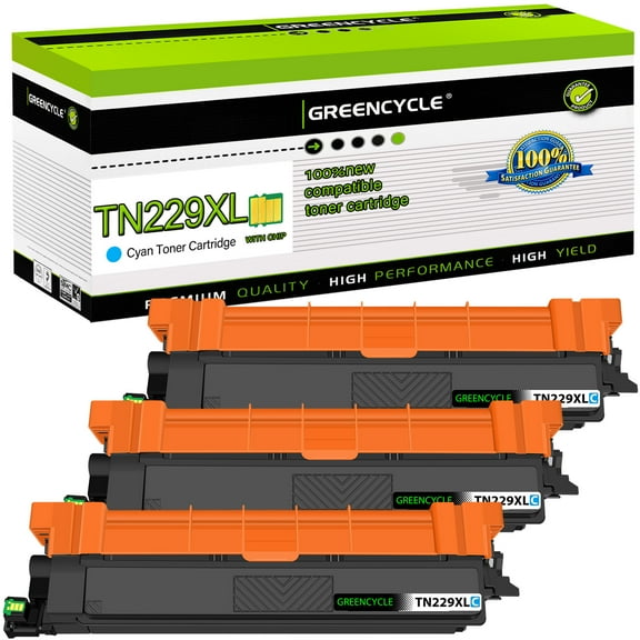 Greencycle TN229XL TN229C Cyan Toner Cartridge Compatible for Brother TN229-XL TN229 TN229C use for MFC-L3780CDW MFC-L3720CDW HL-L3220CDW HL-L3280CDW HL- L3300CDW Printer (3 Pack,High yield)
