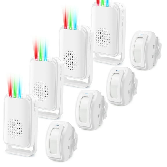 Greencycle Wireless Motion Sensor Door Chime,Doorway Motion Sensor Alarm,Door Chime for Business when Entering,Wireless Door Chime,Anti-theft,918FT Long Distance,for Shops,Homes,Offices,Garage,4PK