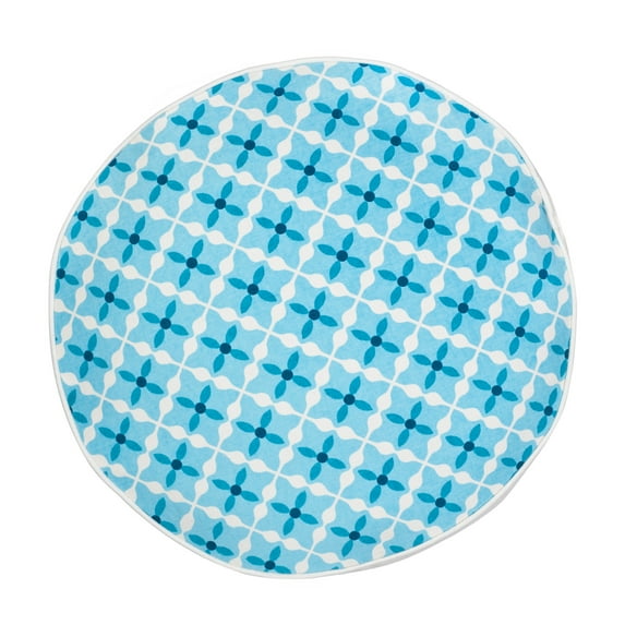 Greendale Home Fashions 15” Round Turquoise Quatrefoil Cotton Canvas Decorative Pillow