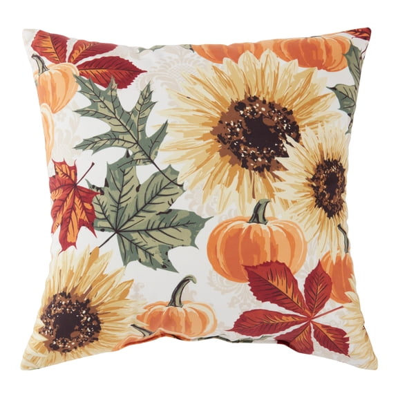 Greendale Home Fashions 18" Sunflower and Pumpkin Fall Harvest Square Throw Pillow