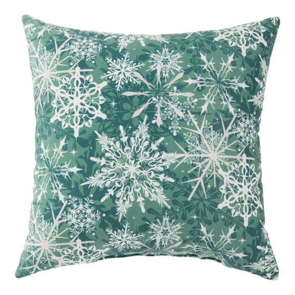 Greendale Home Fashions 18 in. Holiday Throw Pillow - Evergreen Snowflakes