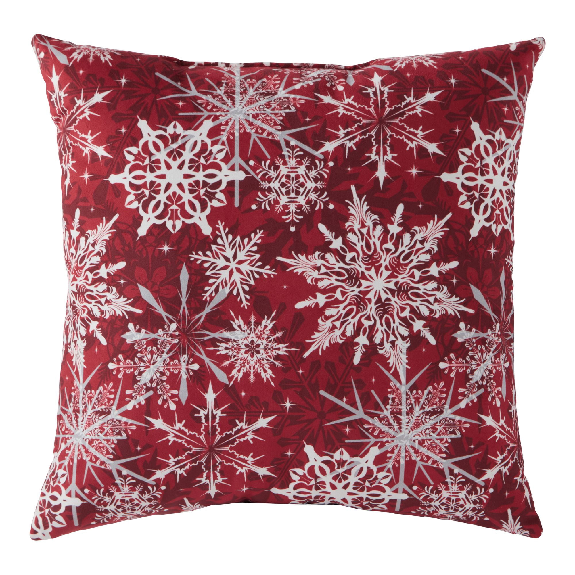 Greendale Home Fashions Snowflakes Christmas Square Throw Pillow - 18" - Red and White