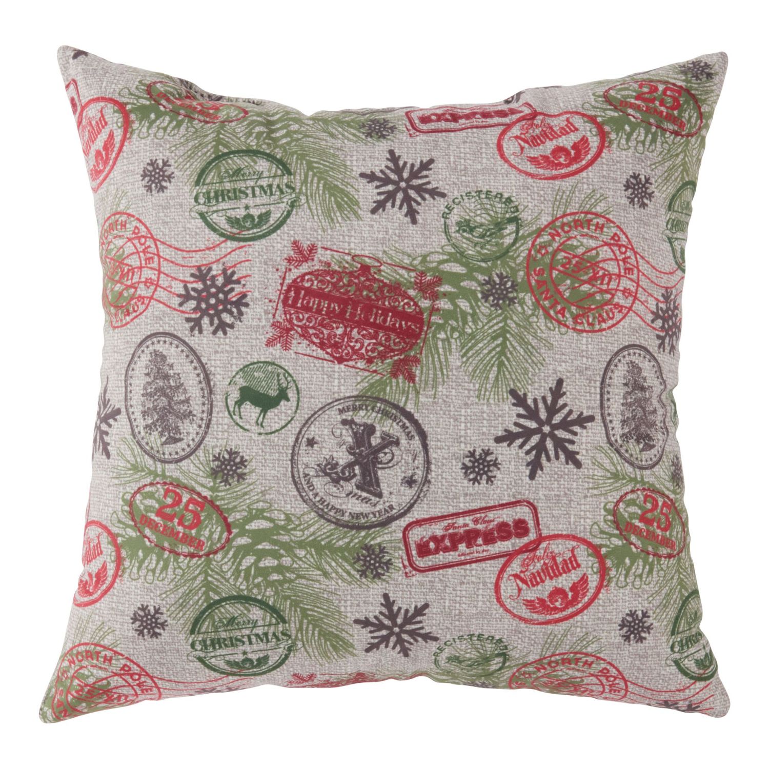 Holiday Workshop Print 18" Square Cotton Throw Pillow