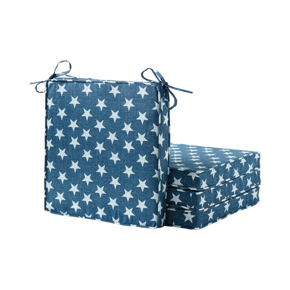 Greendale Home Fashions 18 x 18 in. Blue Stars Outdoor Dining Seat Cushion (4-Pack)