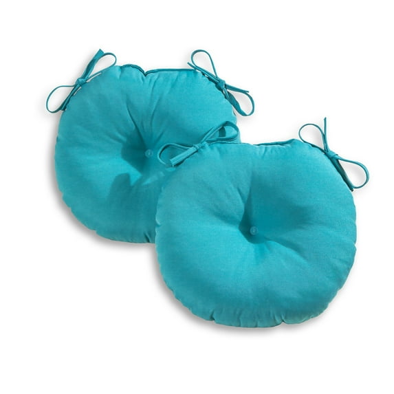 Greendale Home Fashions 18" x 18" Blue Solid Print Round Bistro Chair Outdoor Seating Cushions with Water-Resistant Material (2 Pack)