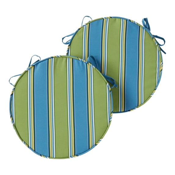 Greendale Home Fashions Outdoor 18'' x 18'' Round Seat Pad, Set of 2, Cayman Stripe