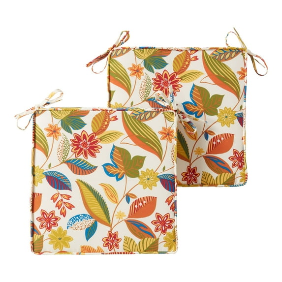 Greendale Home Fashions 18 x 18 in. Esprit Floral Square Outdoor Chair Pad (Set of 2)