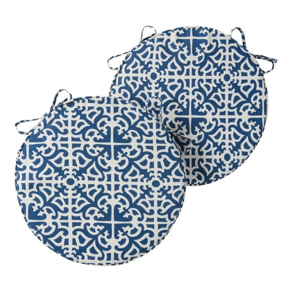 Greendale Home Fashions 18" x 18" Indigo Round Outdoor Chair Pad (Set of 2)
