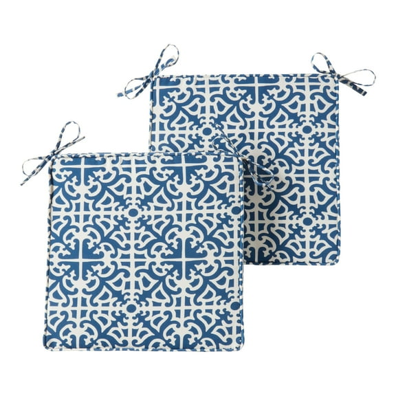 Greendale Home Fashions 18 x 18 in. Indigo Square Outdoor Chair Pad (Set of 2)