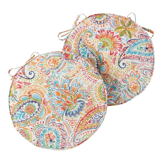 Greendale Home Fashions Outdoor 18'' x 18'' Round Seat Pad, Set of 2, Jamboree