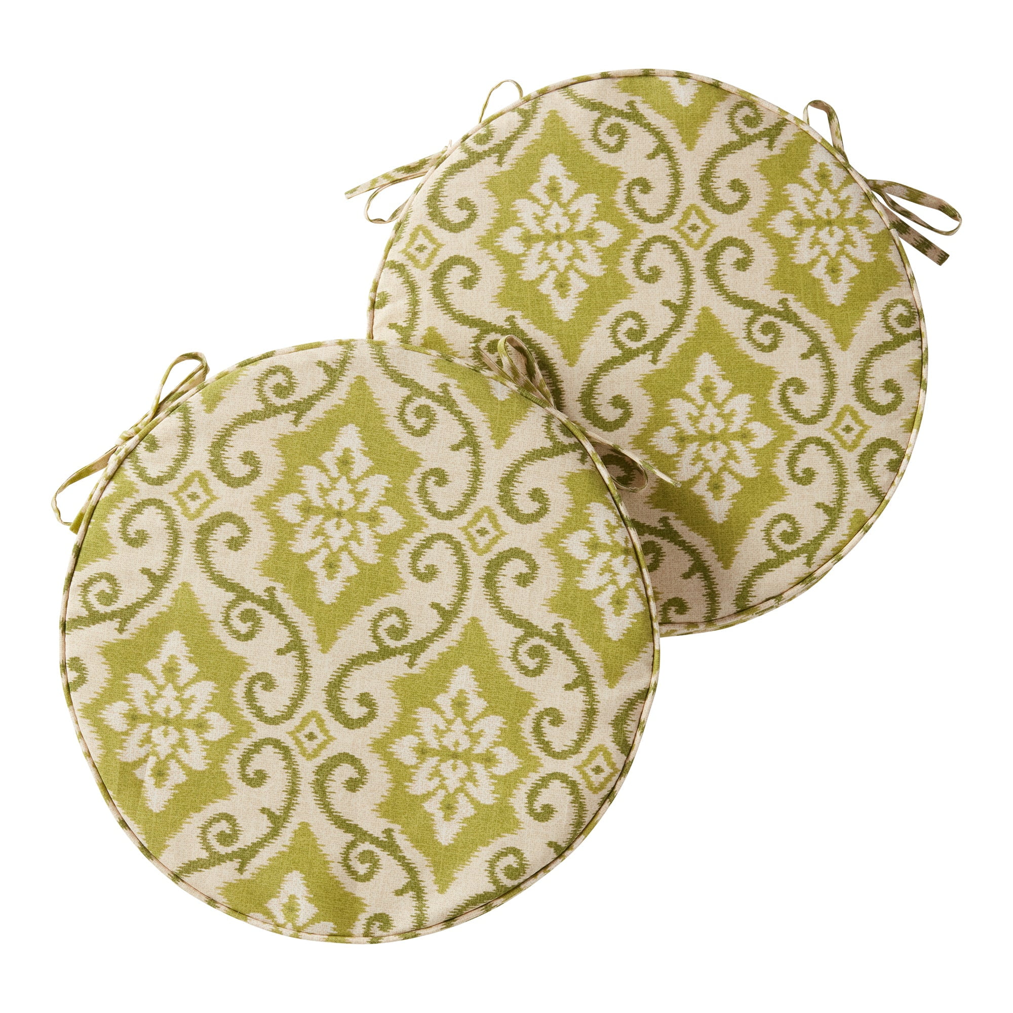 Greendale Home Fashions Outdoor 18'' x 18'' Round Seat Pad, Set of 2, Shoreham Ikat
