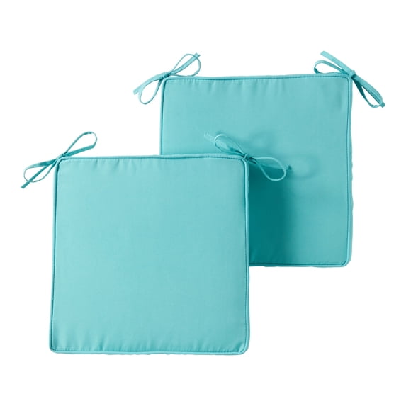 Greendale Home Fashions 18 x 18 in. Teal Square Outdoor Chair Pad (Set of 2)