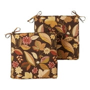 Greendale Home Fashions Outdoor 18'' x 18'' Square Seat Pad, Set of 2, Russet Floral
