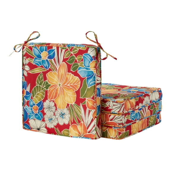 Greendale Home Fashions 18 x 18 in. Aloha Red Outdoor Dining Seat Cushion (4-Pack)