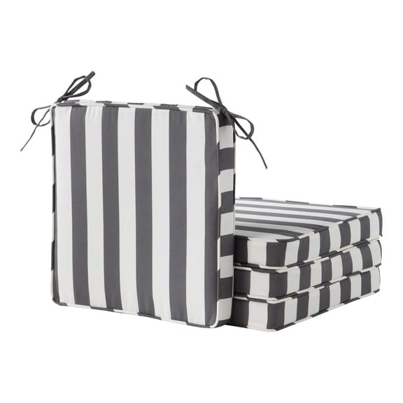 Greendale Home Fashions 18 x 18 in. Canopy Stripe Gray Outdoor Dining Seat Cushion (4-Pack)