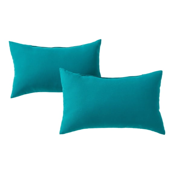 Greendale Home Fashions 19'' x 12'' Reversible Outdoor Throw Pillow, Set of 2, Peacock