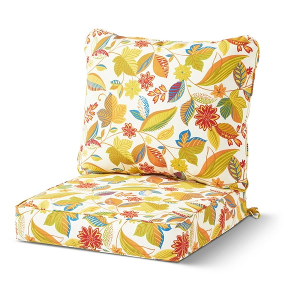 Greendale Home Fashions 24 x 24 in. Esprit Floral Premium 2-Piece Deep Seat Cushion Set