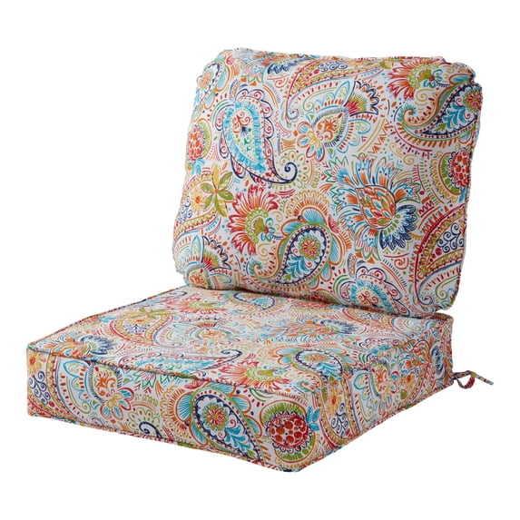 Greendale Home Fashions 24 x 24 in. Jamboree Paisley Premium 2-Piece Deep Seat Cushion Set