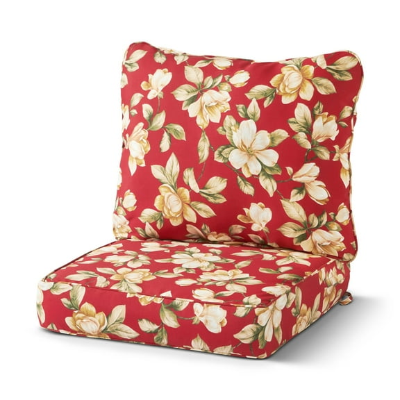 Greendale Home Fashions 24 x 24 in. Roma Floral Premium 2-Piece Deep Seat Cushion Set