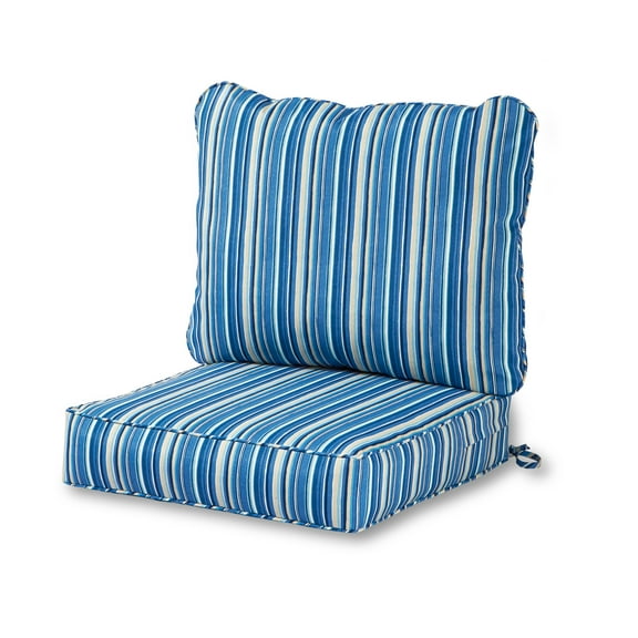 Greendale Home Fashions 24 x 24 in. Sapphire Stripe Premium 2-Piece Deep Seat Cushion Set