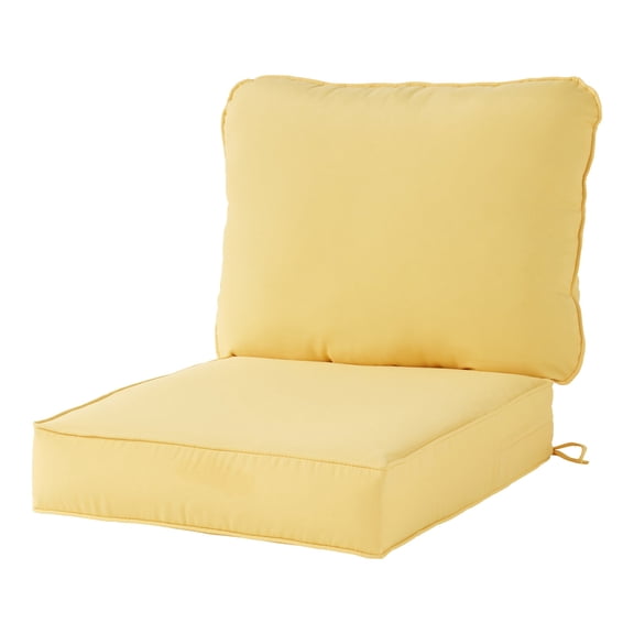 Greendale Home Fashions 24 x 24 in. Solid Sunbeam Premium 2-Piece Deep Seat Cushion Set