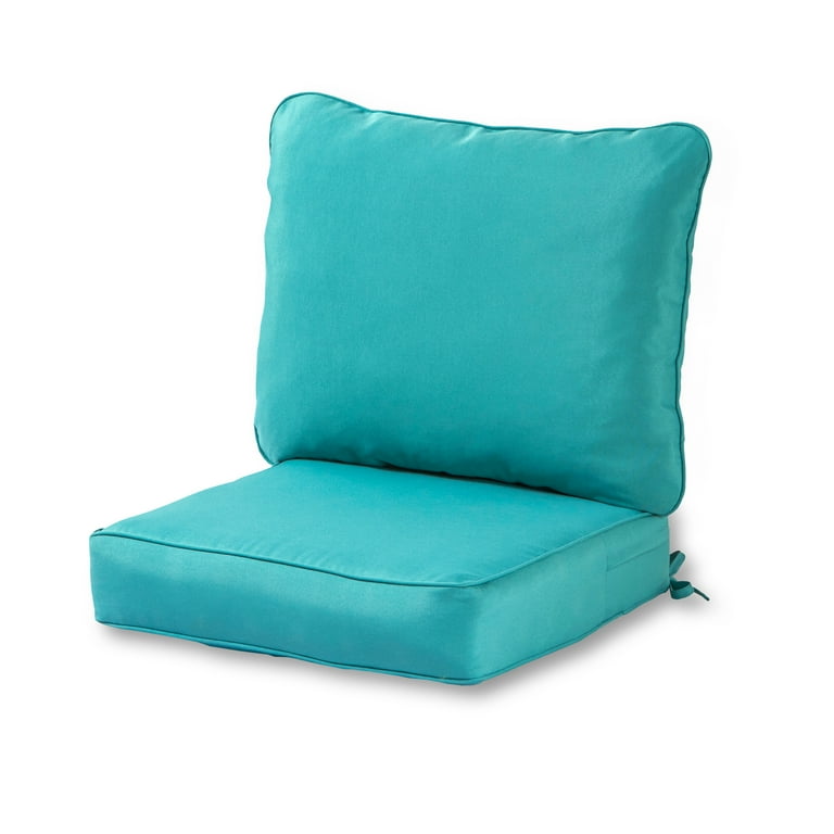 Greendale Home Fashions 2 Piece Teal Outdoor Deep Seat Cushion Set