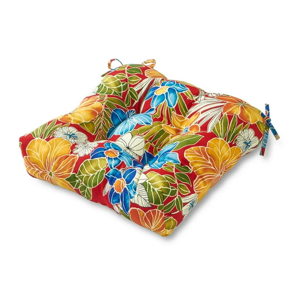 Greendale Home Fashions 20" x 20" Aloha Red Outdoor Tufted Dining Seat Cushion