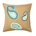 thumbnail image 1 of Greendale Home Fashions 20" x 20" Aqua and Green Paisley Applique Burlap Decorative Pillow, 1 of 4