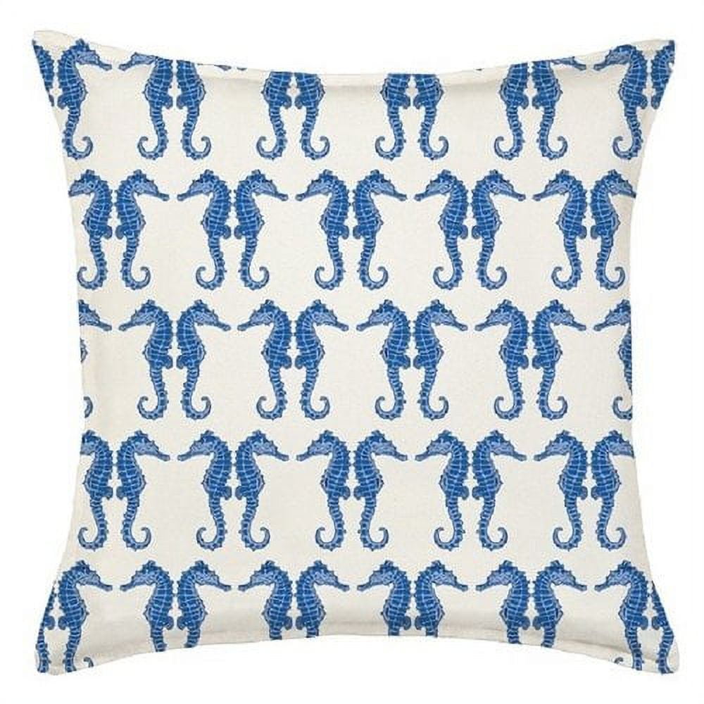 Blue Seahorse Cotton Canvas 20-Inch Square Throw Pillow