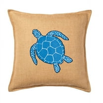 Greendale Home Fashions 20" x 20" Blue Sea Turtle Applique Burlap Decorative Pillow