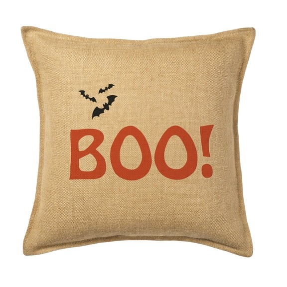 Greendale Home Fashions 20" x 20" Boo! Graphic Burlap Decorative Pillow
