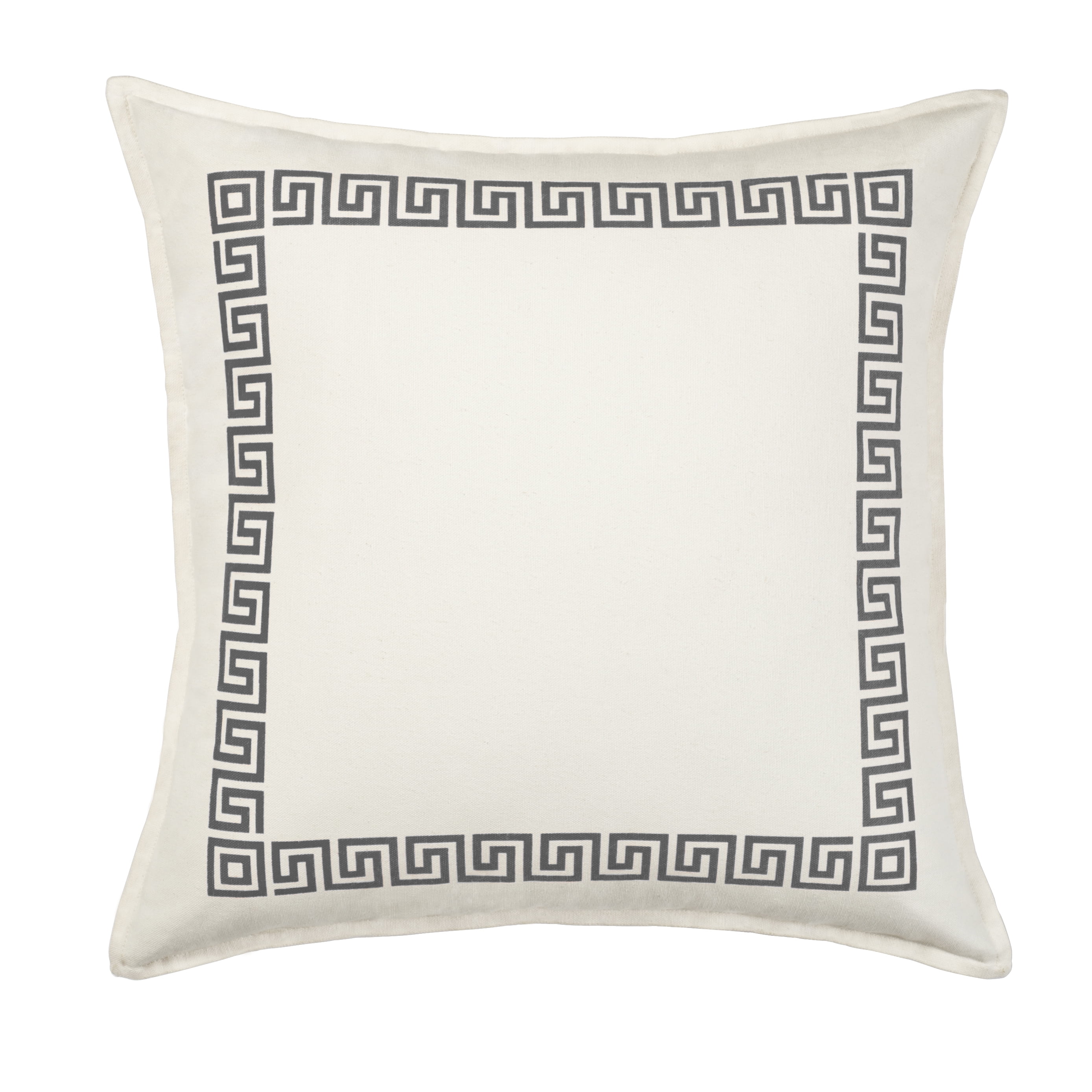 Gray Greek Key Cotton Canvas Square Throw Pillow 20"