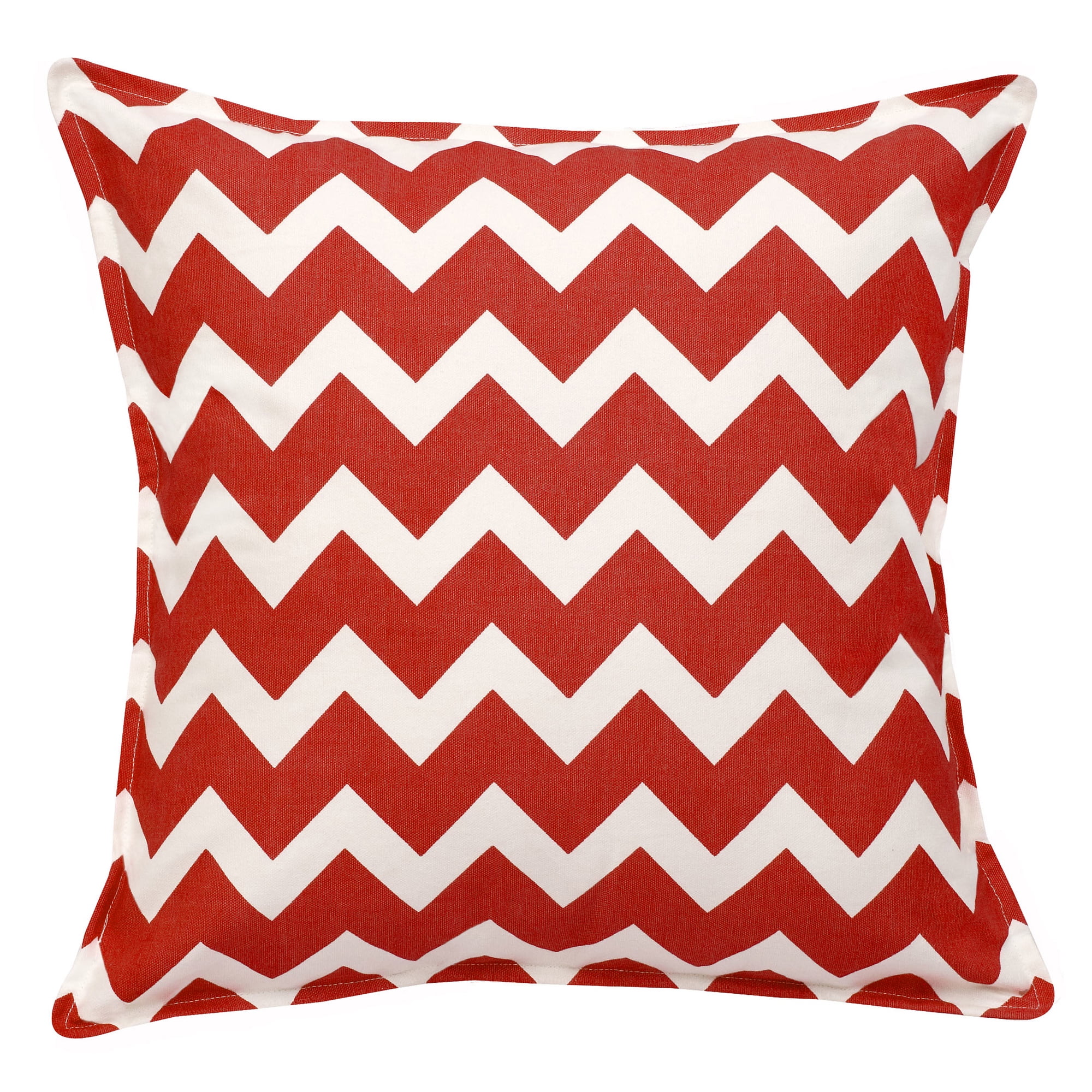 Red Chevron Cotton Canvas Square Throw Pillow 20" x 20"