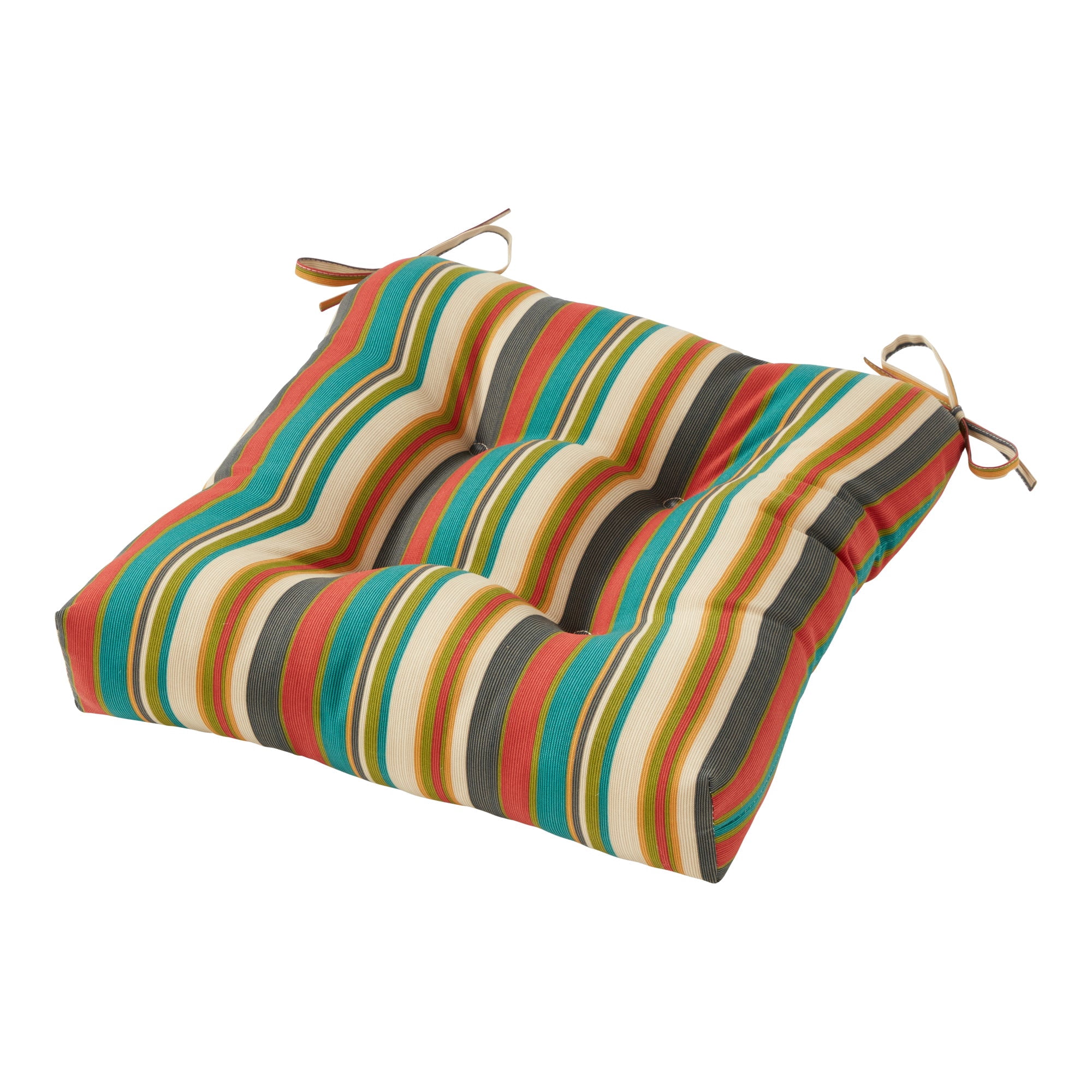 Greendale Home Fashions Tufted Outdoor 20'' x 20'' Seat Cushion, Sunset Stripe