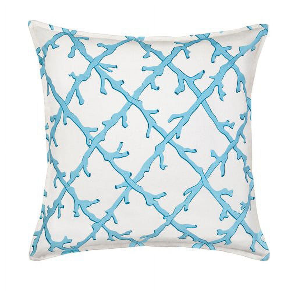 Turquoise Lattice Cotton Canvas 20" Square Throw Pillow
