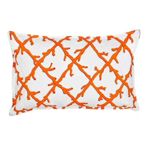 Greendale Home Fashions 22" x 14" Orange Lattice Cotton Canvas Decorative Pillow