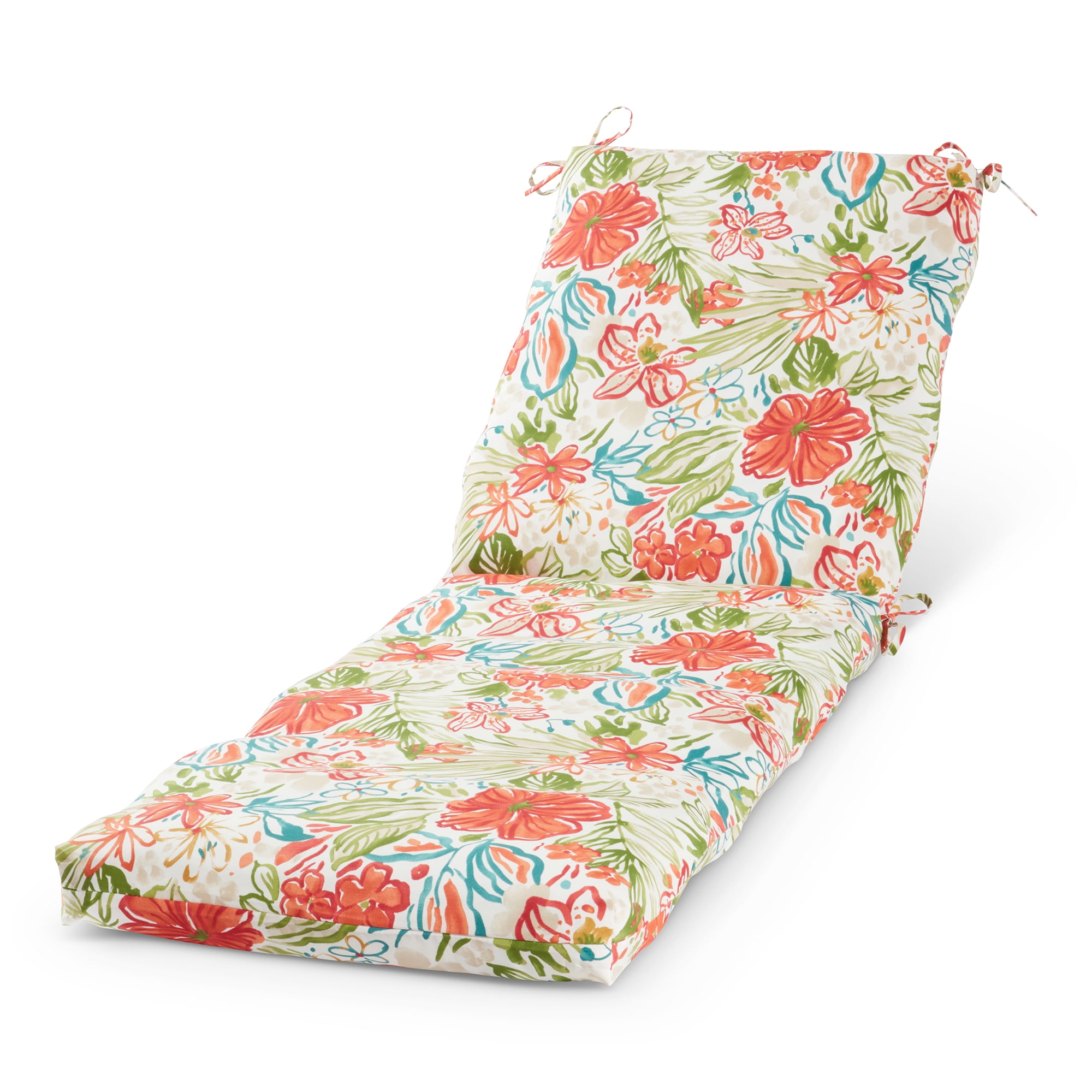 Floral Breeze Polyester Outdoor Chaise Lounge Cushion